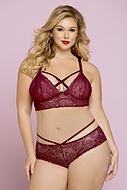 Cheeky panties, lace, crossing straps, flowers, plus size